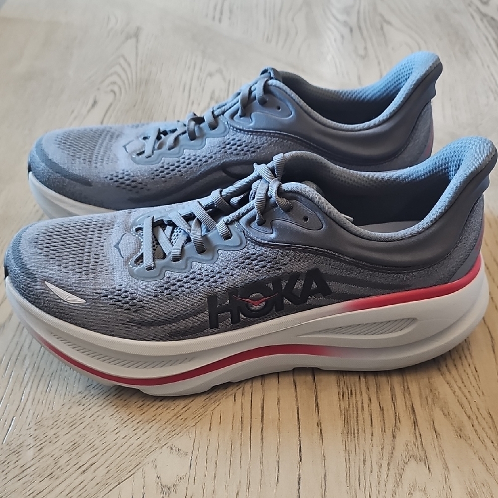 Men's Hoka Gray Athletic Sneakers with Red Accent - Picture 4 of 7